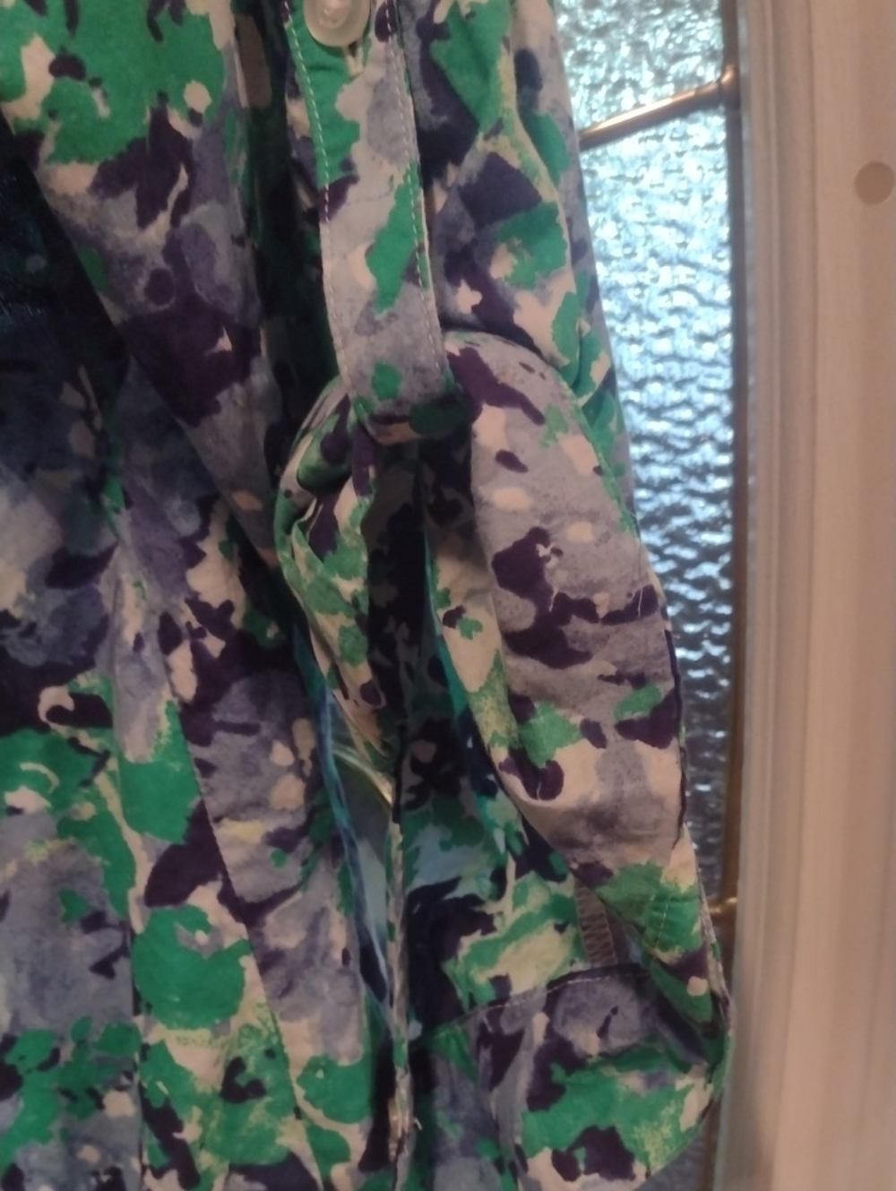 croft & barrow green and blue watercolor print button-up shirt - Picture 3 of 4